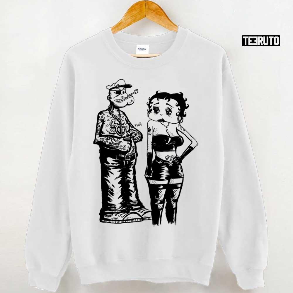 Betty & Popeye Black And White Design Unisex Sweatshirt