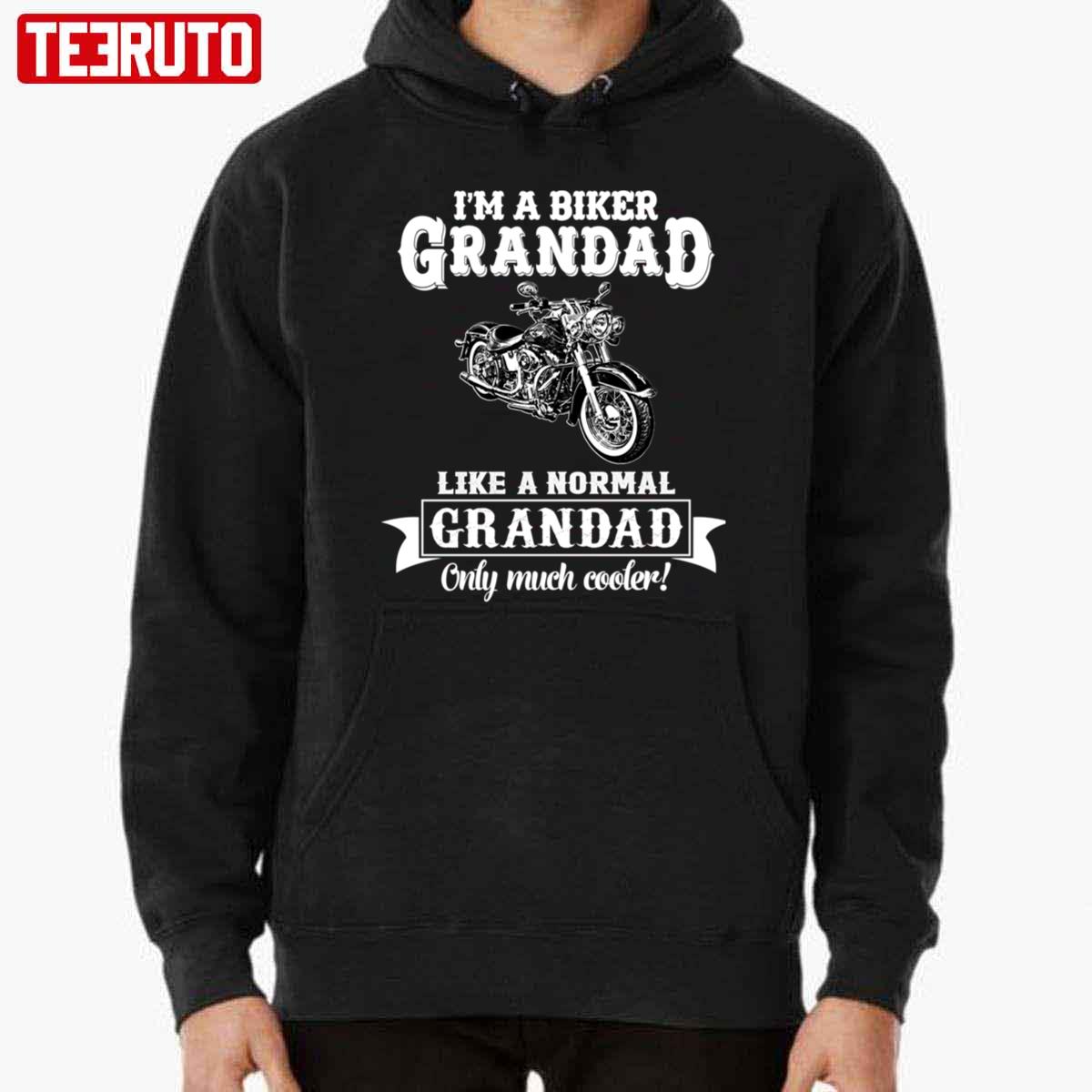 Biker Grandad Like Normal Grandad Only Cooler Art Unisex Hoodie