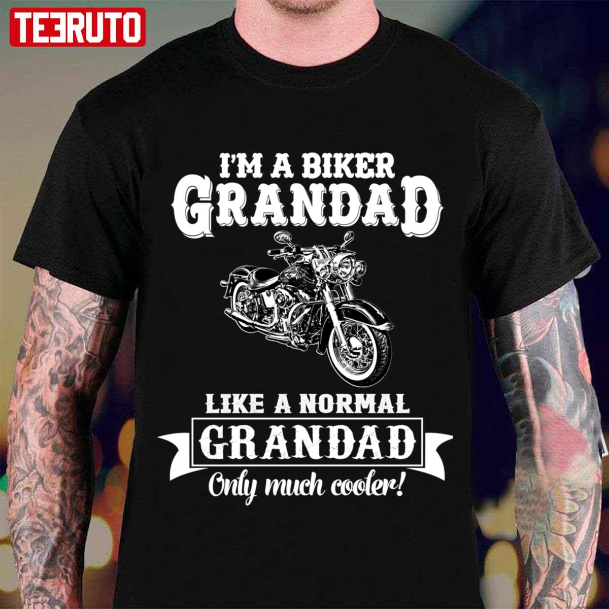 Biker Grandad Like Normal Grandad Only Cooler Art Unisex Hoodie - Teeruto