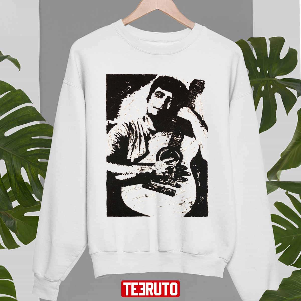 Black And White Art Daniel Johnston With Guitar Unisex Sweatshirt