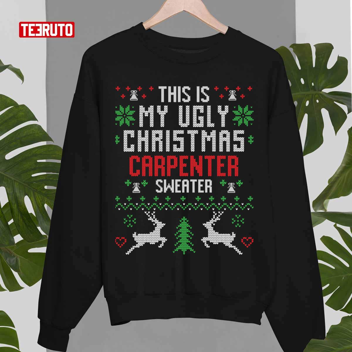 Carpenter Ugly Christmas Sweater Pattern Design Unisex Sweatshirt