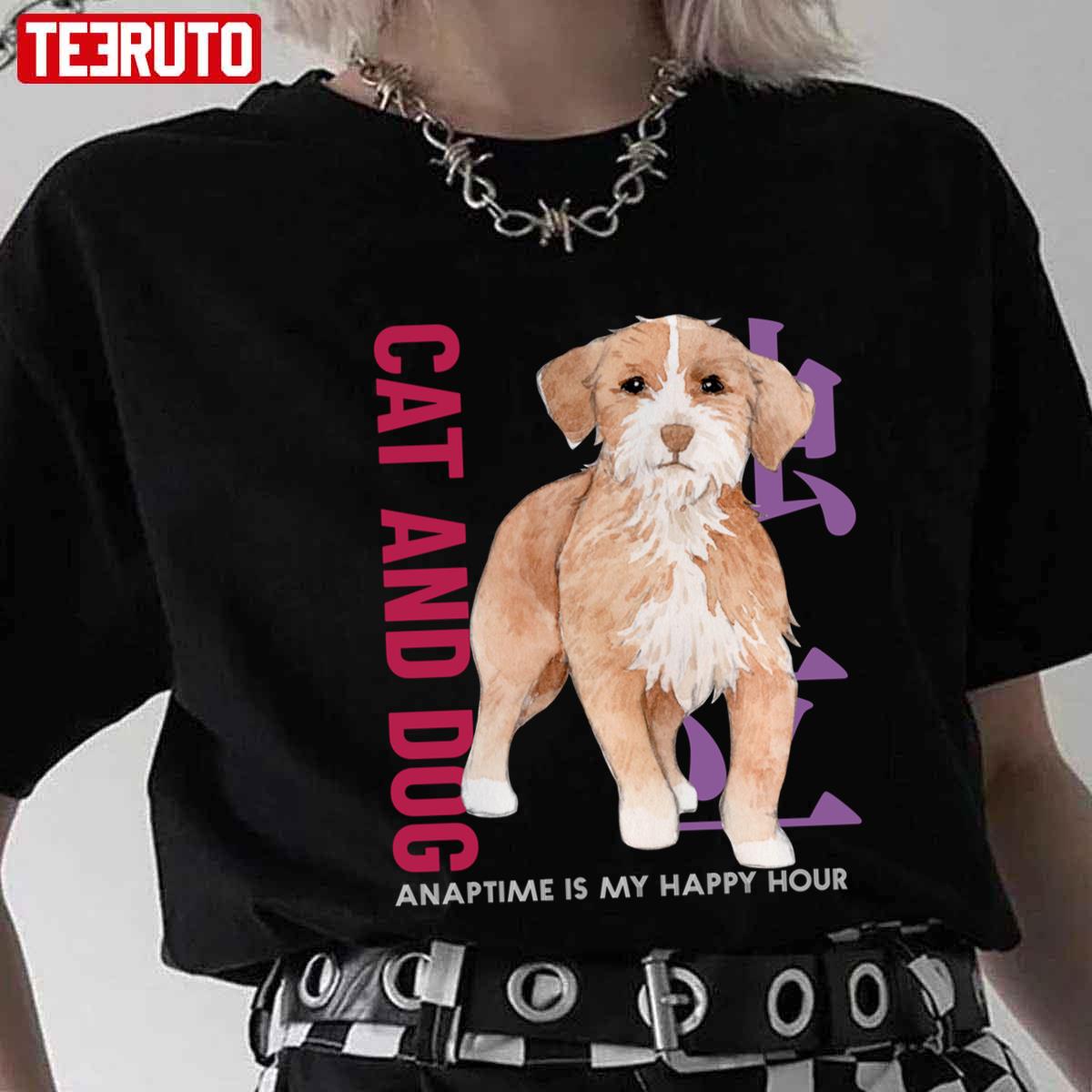 Cat And Dog Naptime Is My Happy Hour Japanese Art Unisex T-Shirt