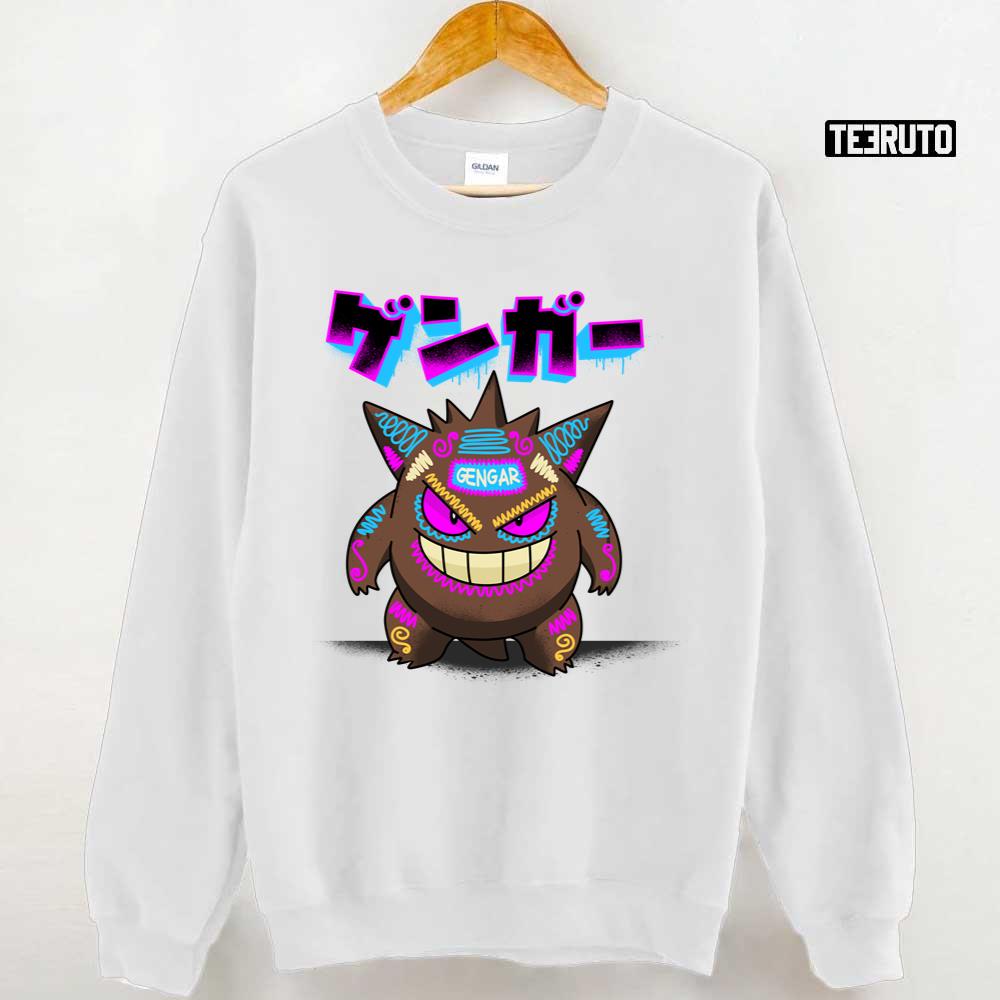 Chocolate Skull Pokemon Gengar Neon Art Unisex Sweatshirt