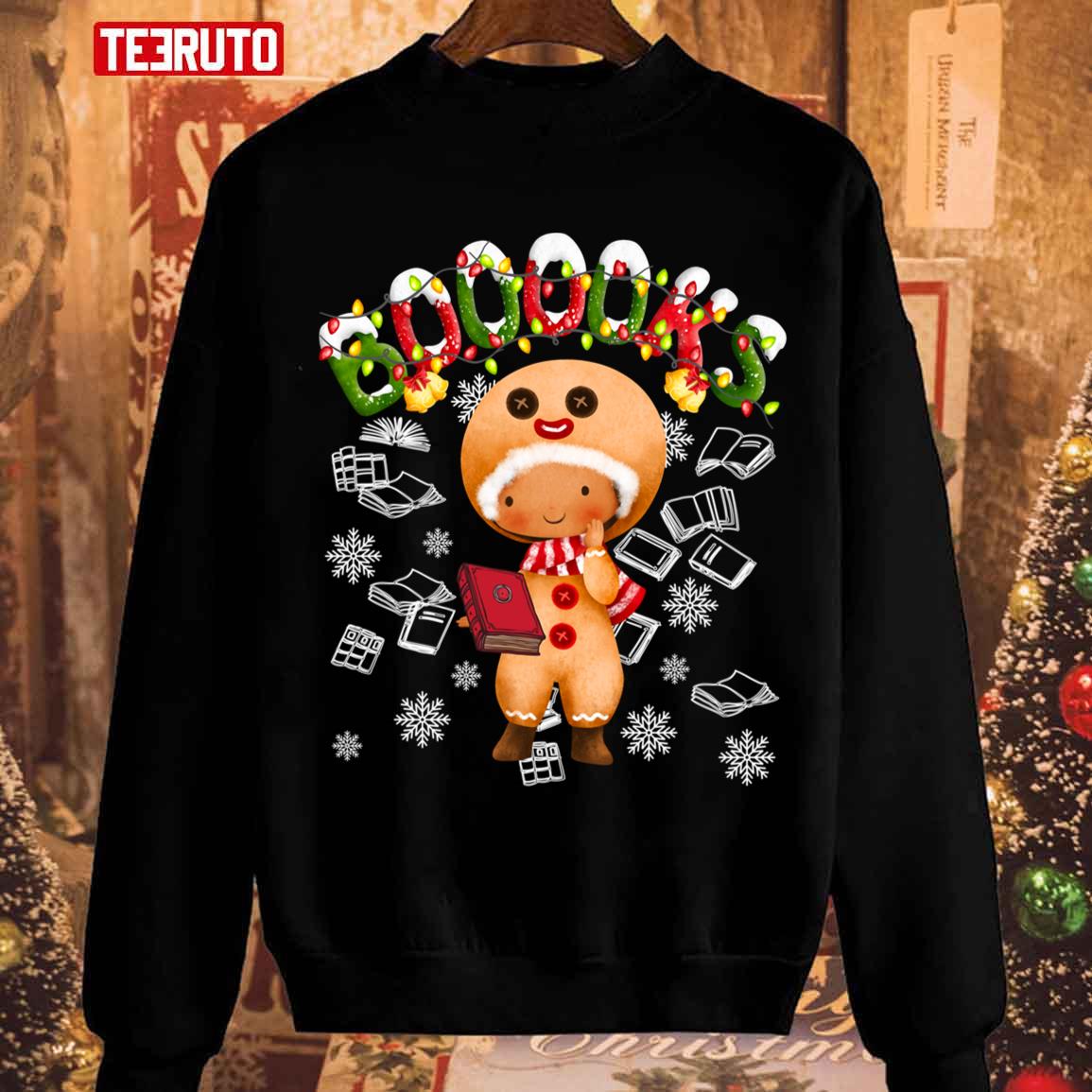 Christmas Gingerbread Books Librarian Reader Unisex Sweatshirt