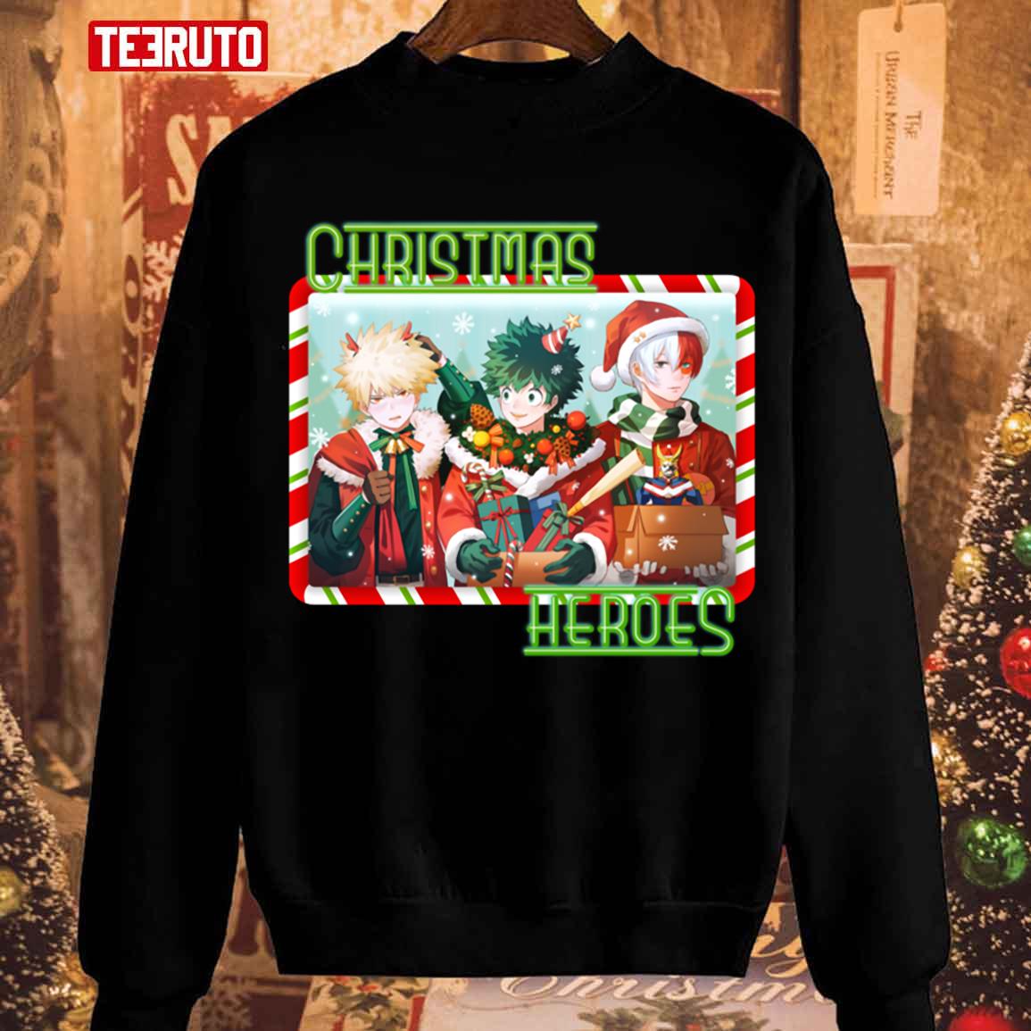 Christmas Heroes On Teal Unisex Sweatshirt