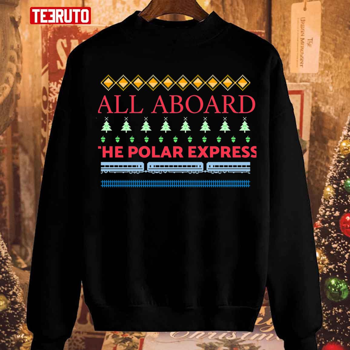 Christmas Pattern All Aboard The Polar Express Unisex Sweatshirt