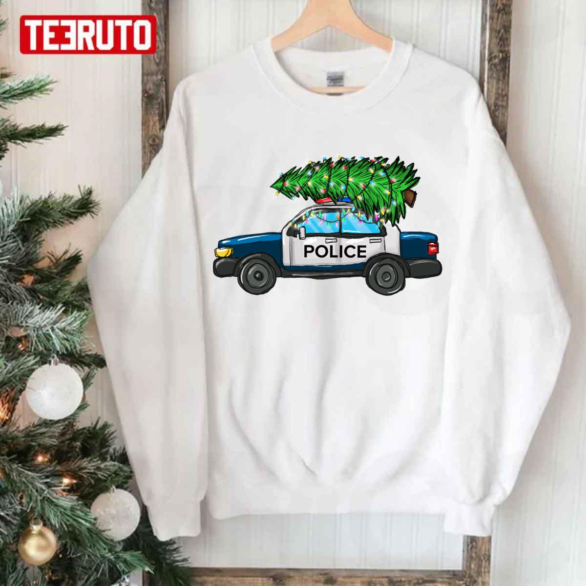 Christmas Tree On Police Car Grisworld Christmas Tree Unisex Sweatshirt