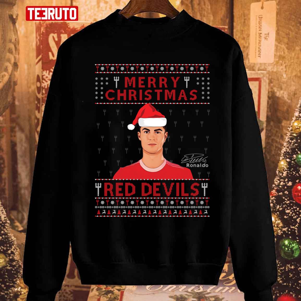 Cristiano Ronaldo Cr7 Manchester United Merry Christmas Red Devils Unisex Sweatshirt