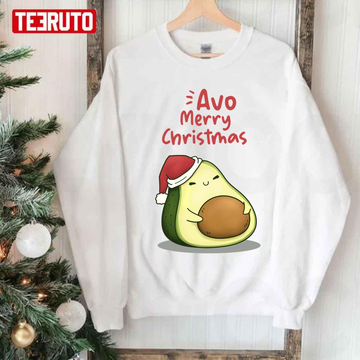 Cute Avo Merry Christmas Avocado In Santa Hat Unisex Sweatshirt