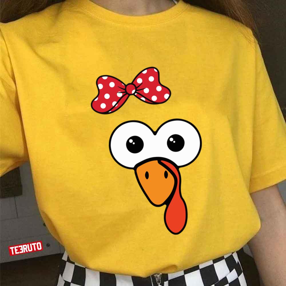 Cute Turkey Face Ribbon Thanksgiving Unisex T-shirt