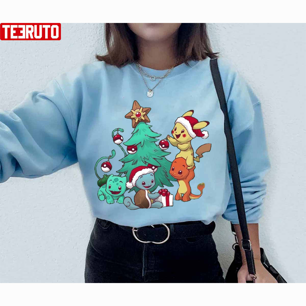 Decorating Christmas Tree Pokemon Characters Unisex Sweatshirt