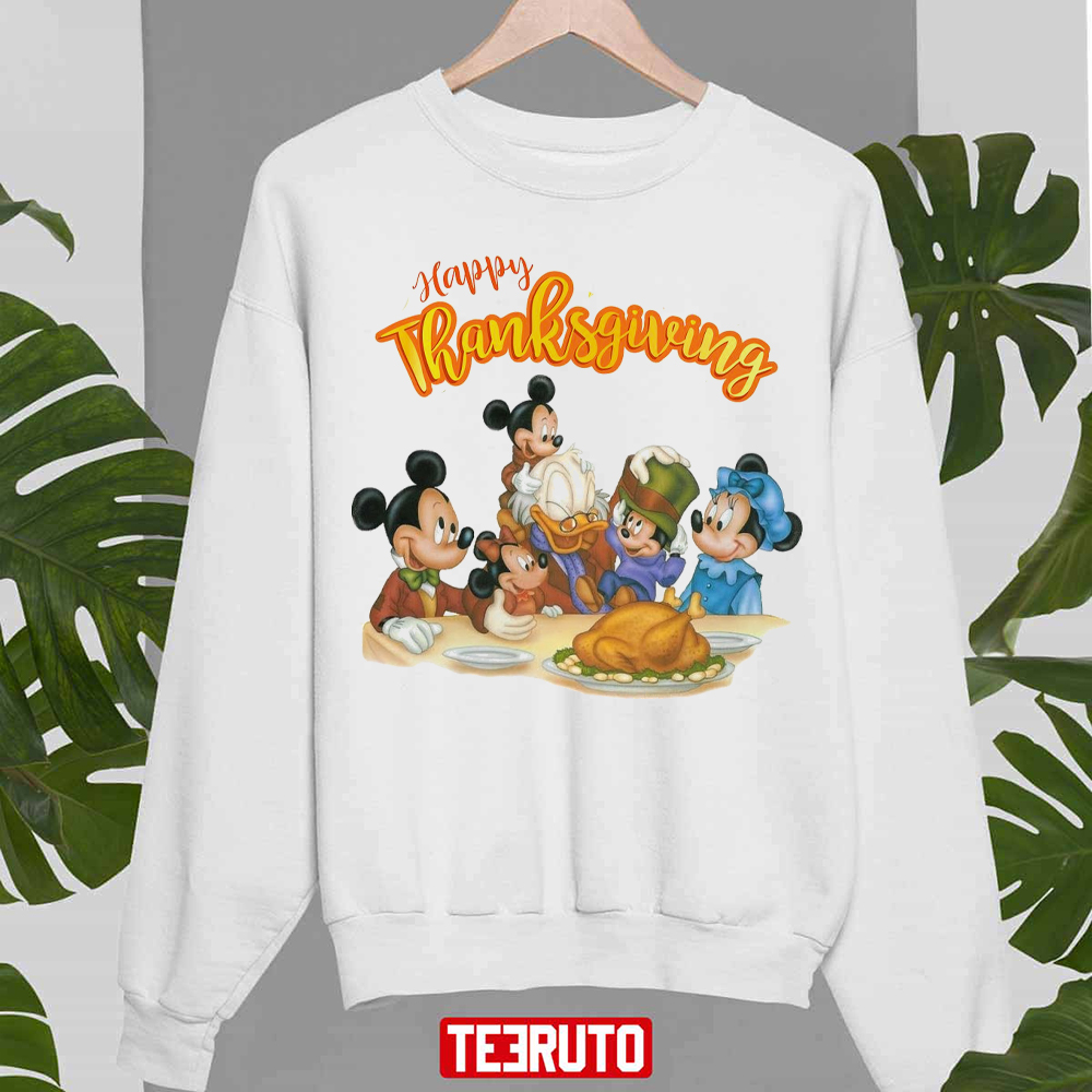 Disney Diner For Thanksgiving Donald Duck Mickey Mouse Unisex Sweatshirt