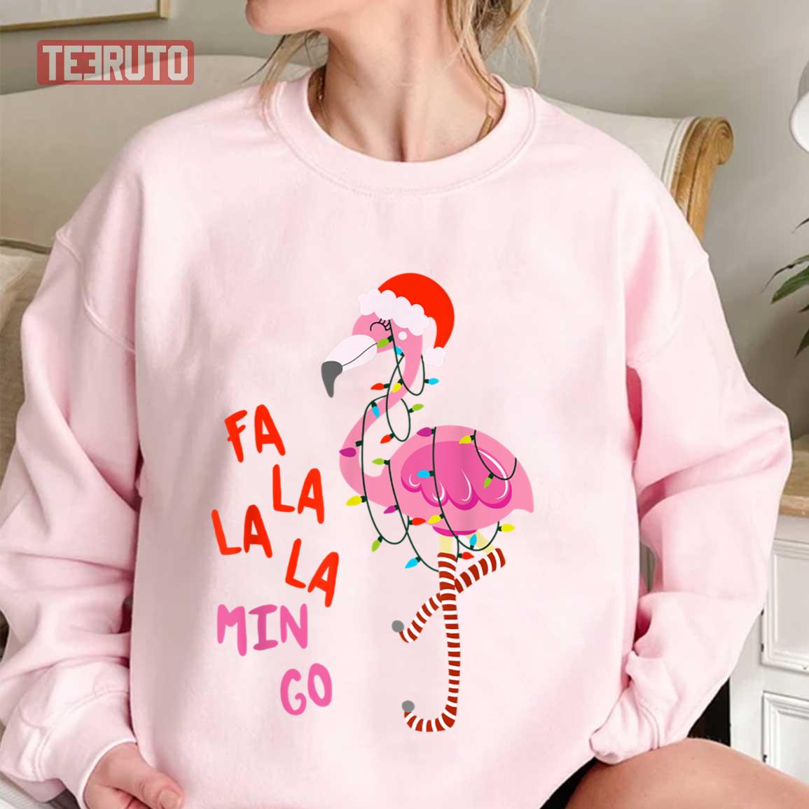 Fa La La La Min Go Pink Flamingo Pink Christmas Last Minute Christmas Best Gift Unisex Sweatshirt