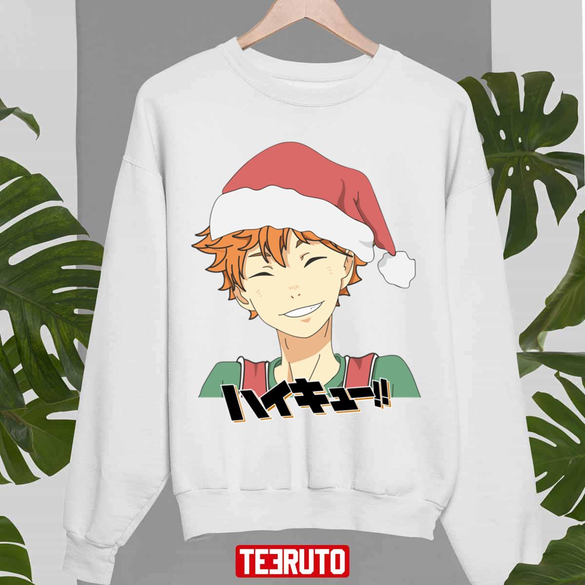 Festive Hinata Santa Hat Christmas Haikyuu Unisex Sweatshirt