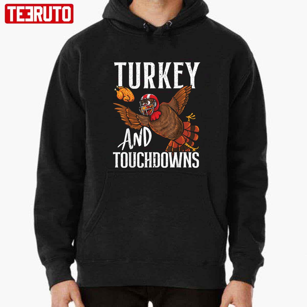 Football Helmet Thanksgiving Turkey And Touchdowns Unisex T-shirt - Teeruto