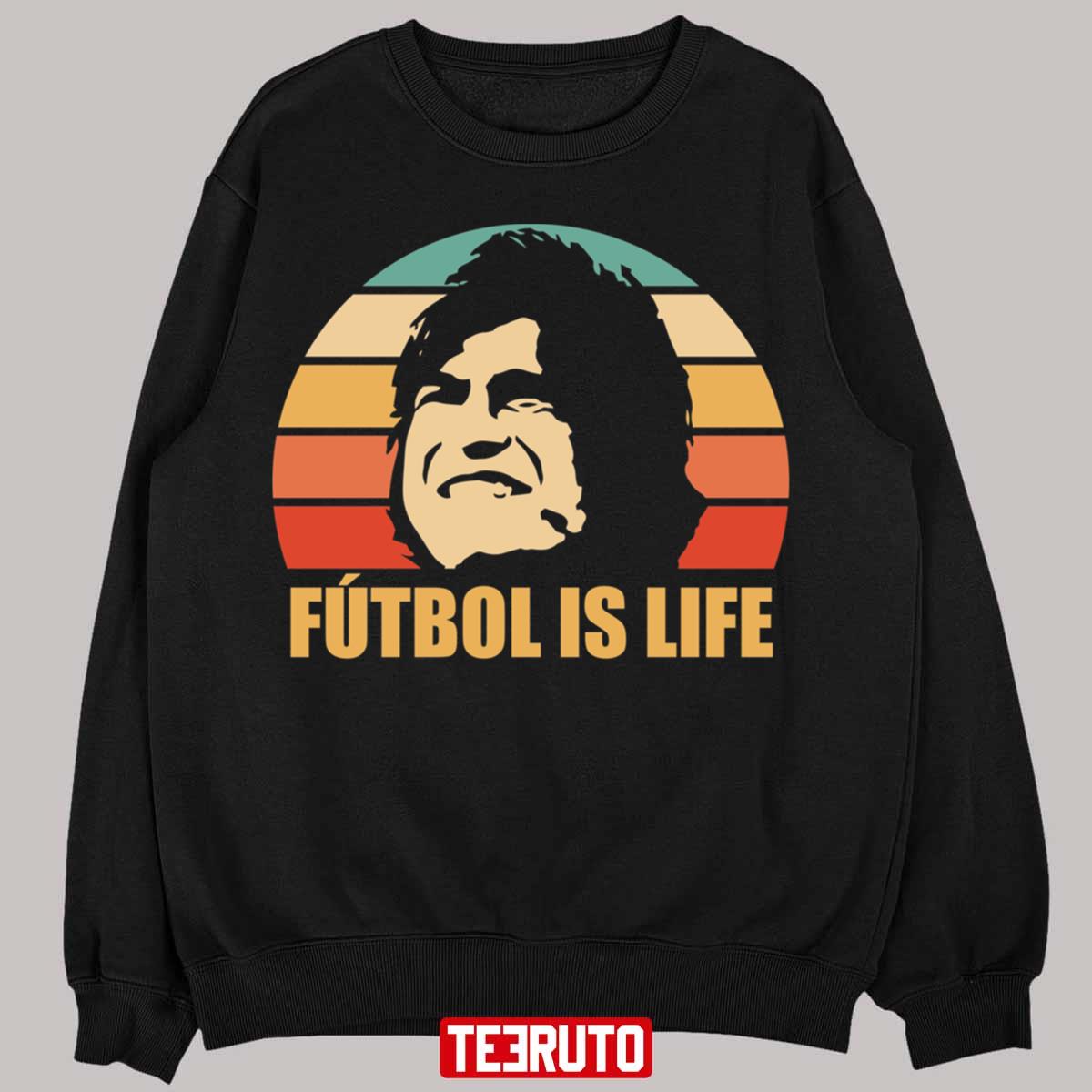 Unisex T-shirt with a funny 'Futbol Is Life' quote inspired by Ted Lasso