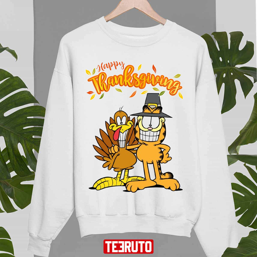 Garfeild Cat And Turkey Happy Thanksgiving 2022 Unisex Sweatshirt