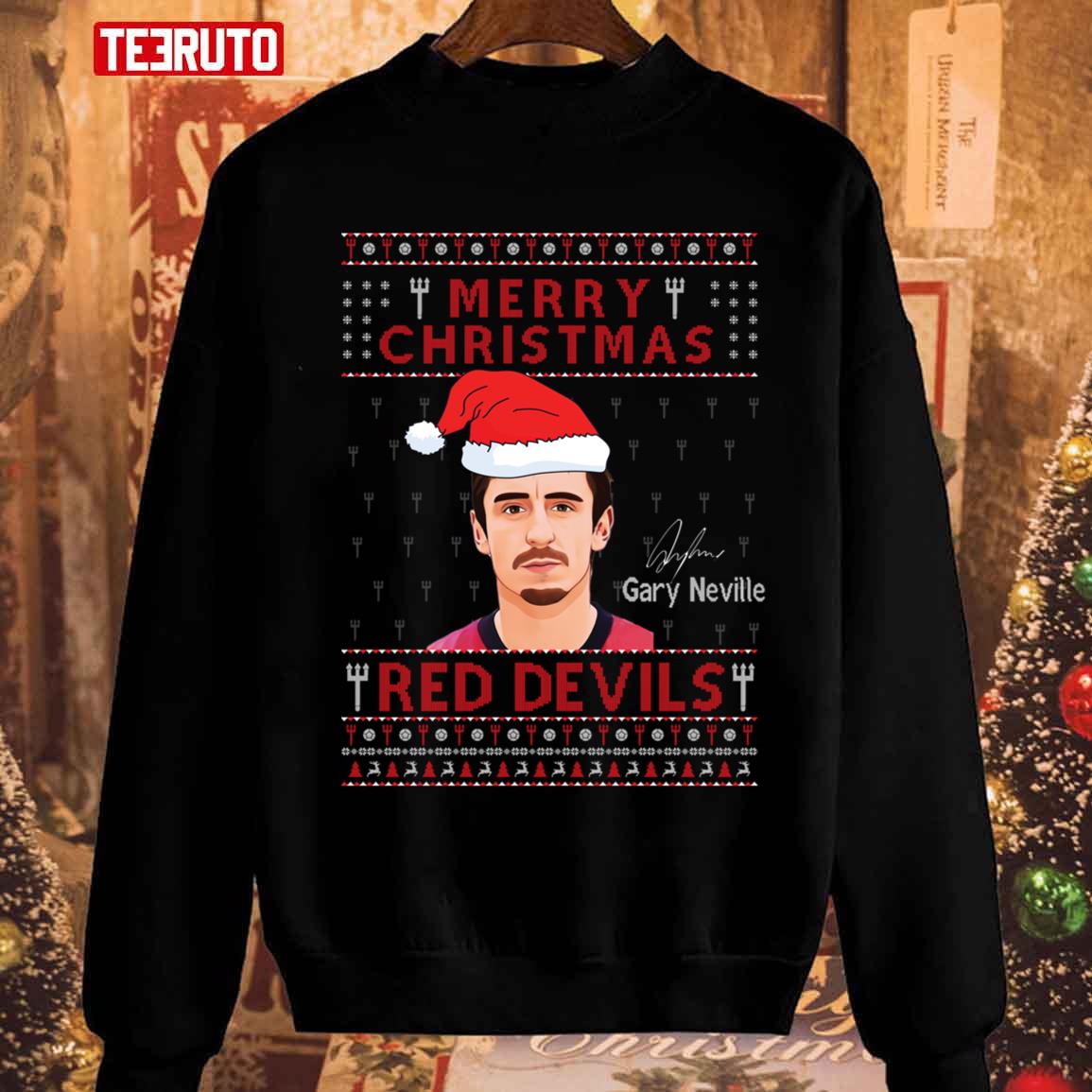 Gary Neville Manchester United Merry Christmas Red Devil Unisex Sweatshirt