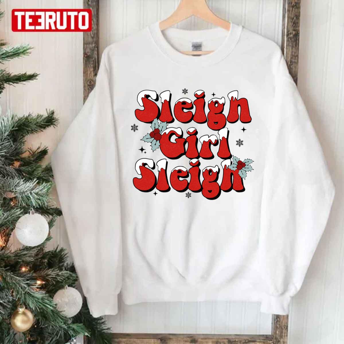 Girl Sledding Sleigh Girl Sleigh Christmas Unisex Sweatshirt