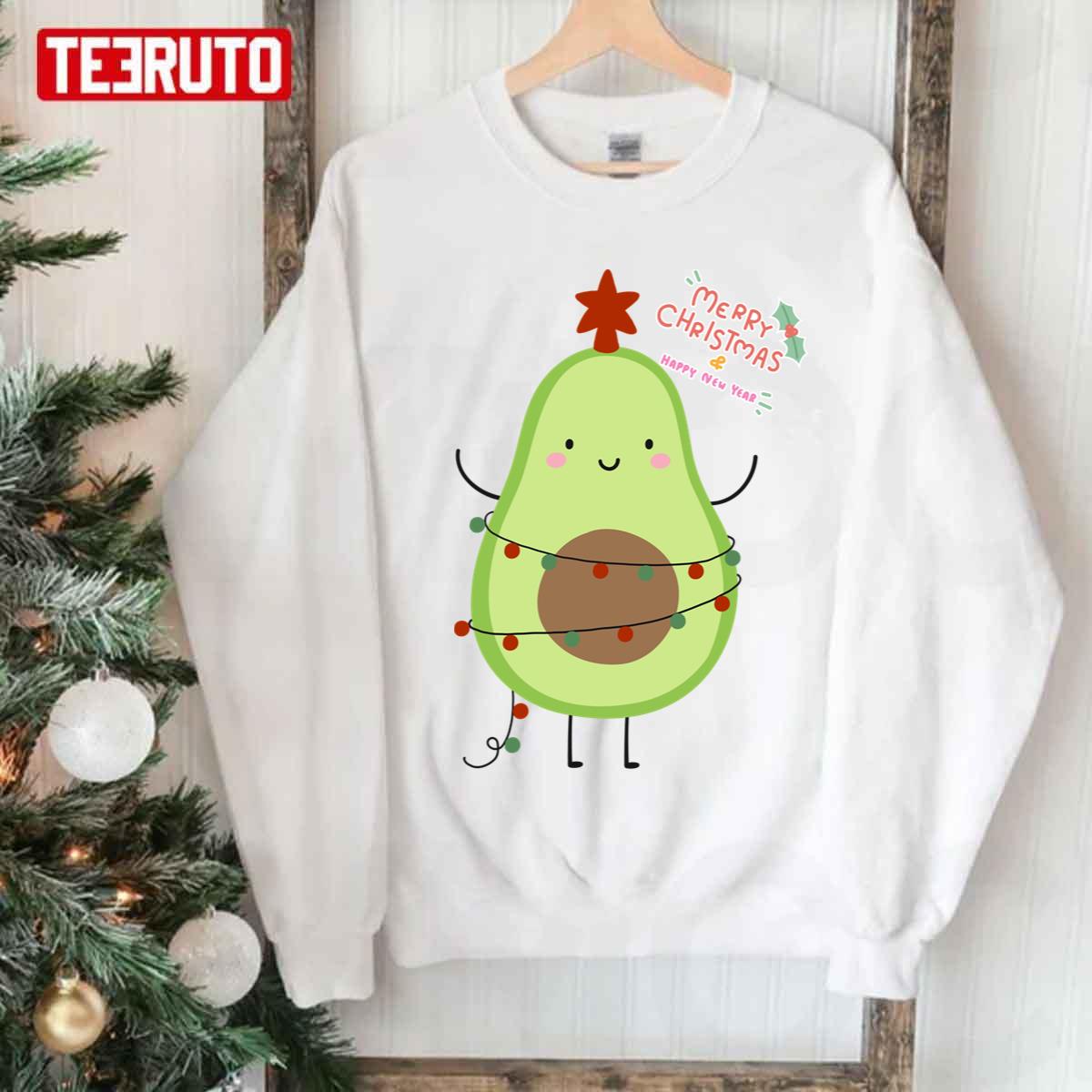 Happy Avocado Christmas Kawaii Avo Merry Christmas Happy New Year 2023 Unisex Sweatshirt