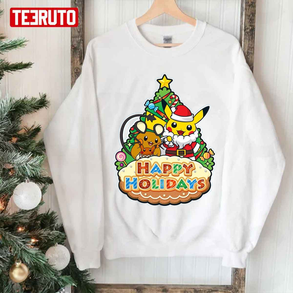Happy Holidays Pikachu Pokemon Character Christmas Unisex Sweatshirt