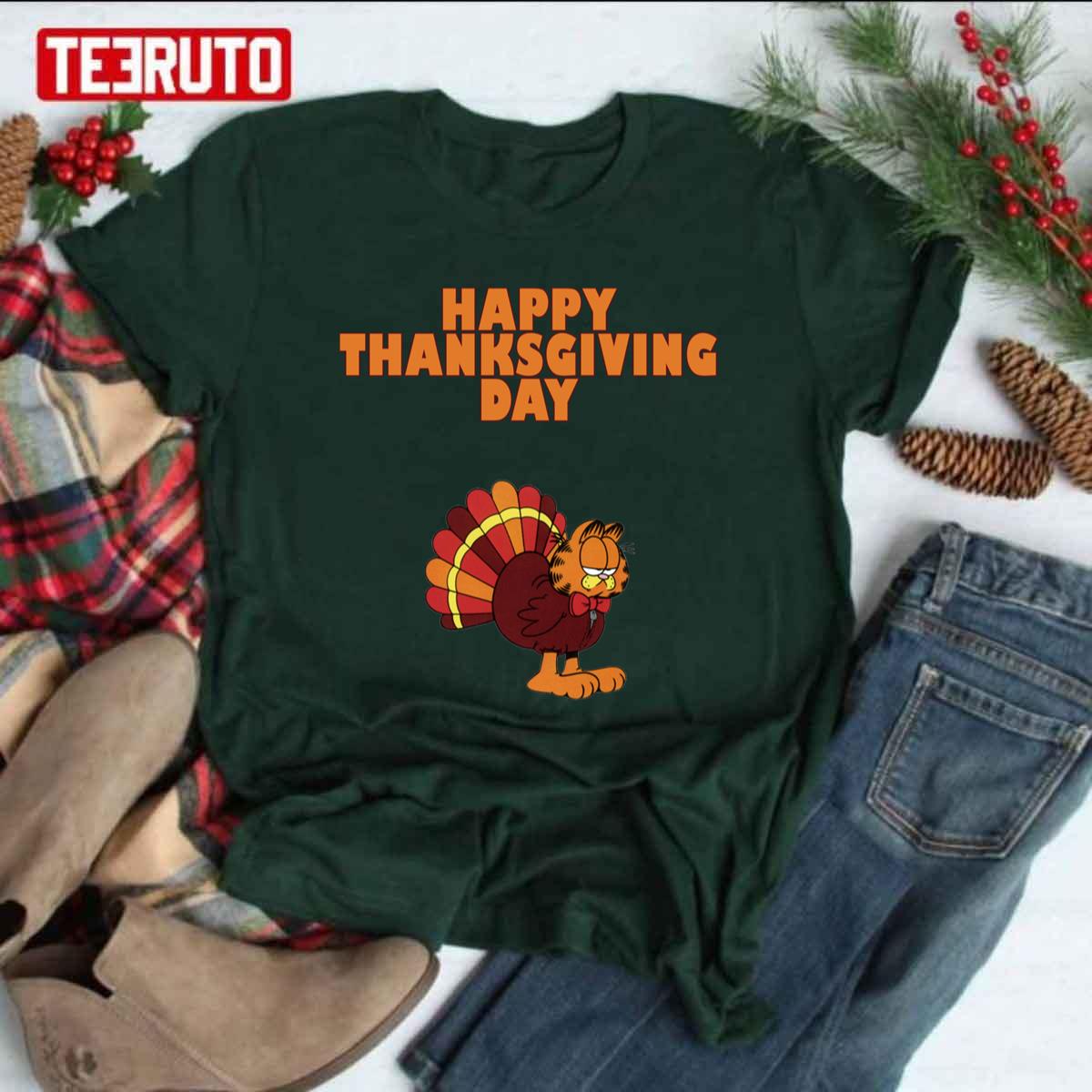 Holiday Happy Thanksgiving Day Turkey Costume Garfield Thanksgiving Unisex T-shirt