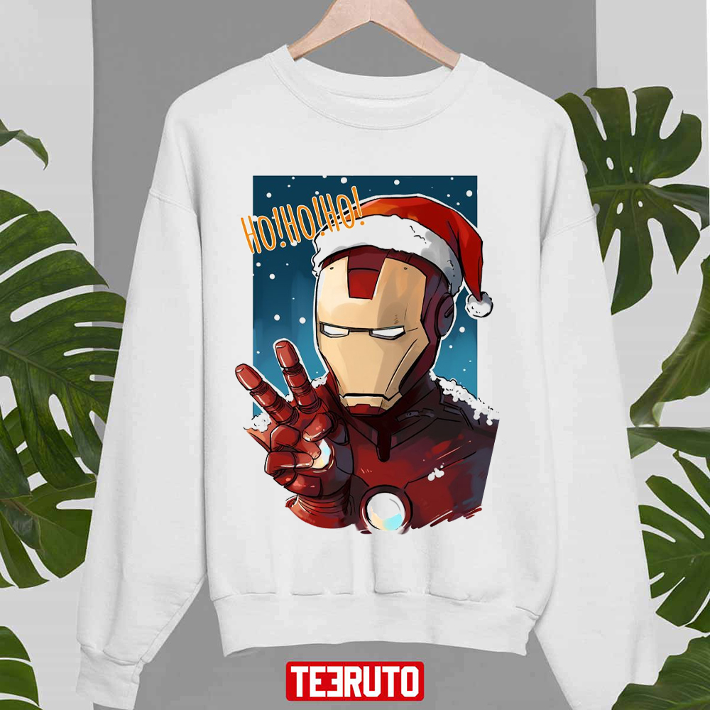 Ironman Hohoho Christmas Marvel Design Santa Hat Unisex Sweatshirt