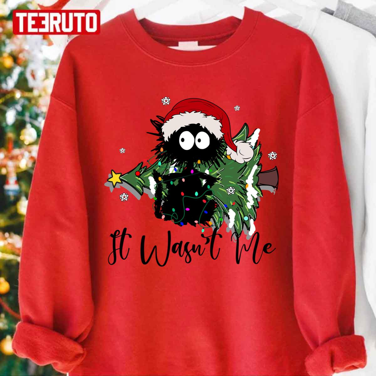 It Wasnt Me Cat Merry Christmas Funny Christmas Cat Unisex Sweatshirt