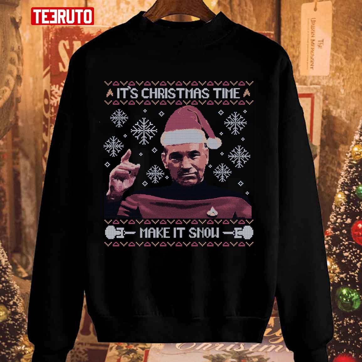 It’s Christmas Time Make It Snow Star Trek Ugly Xmas PatternUnisex Sweatshirt