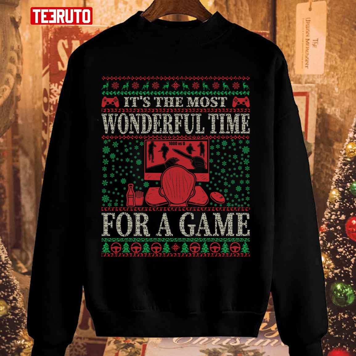 It’s The Most Wonderful Time For A Gamer Christmas Gamer Quotes Ugly Sweater Unisex Sweatshirt
