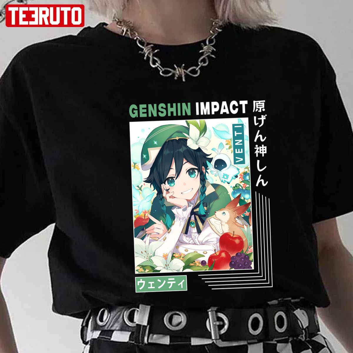 Japanese Style Venti Genshin Impact Venti Chibi Retro Unisex T-Shirt