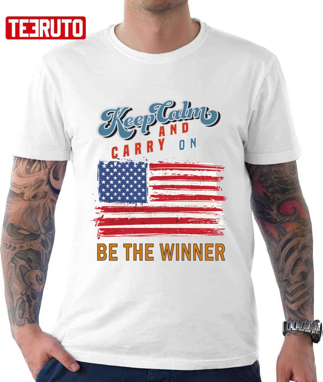 Keep Calm And Carry On Be The Winner Usa America Team Unisex Hoodie