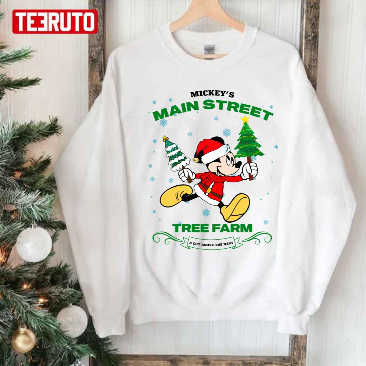 Mickey’s Main Street Merry Christmas Under Snow Disney Unisex Sweatshirt