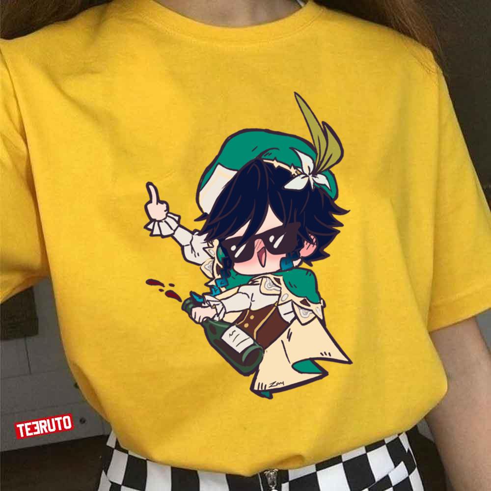 Middle Finger Venti Drunk Genshin Impact Unisex T-Shirt