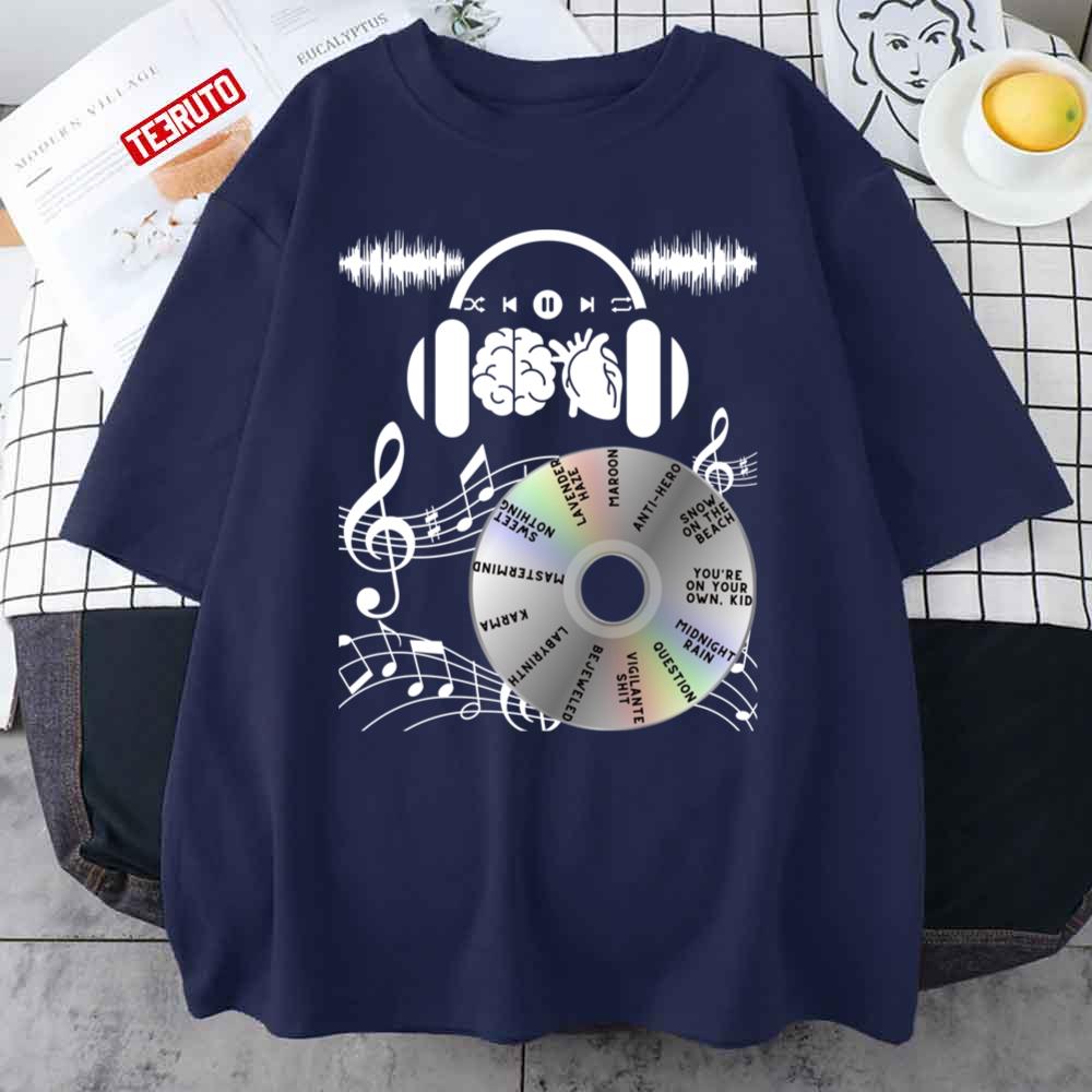 Midnights Taylor Swft Ts Music Cd Design Musical Notes Headset Unisex Sweatshirt