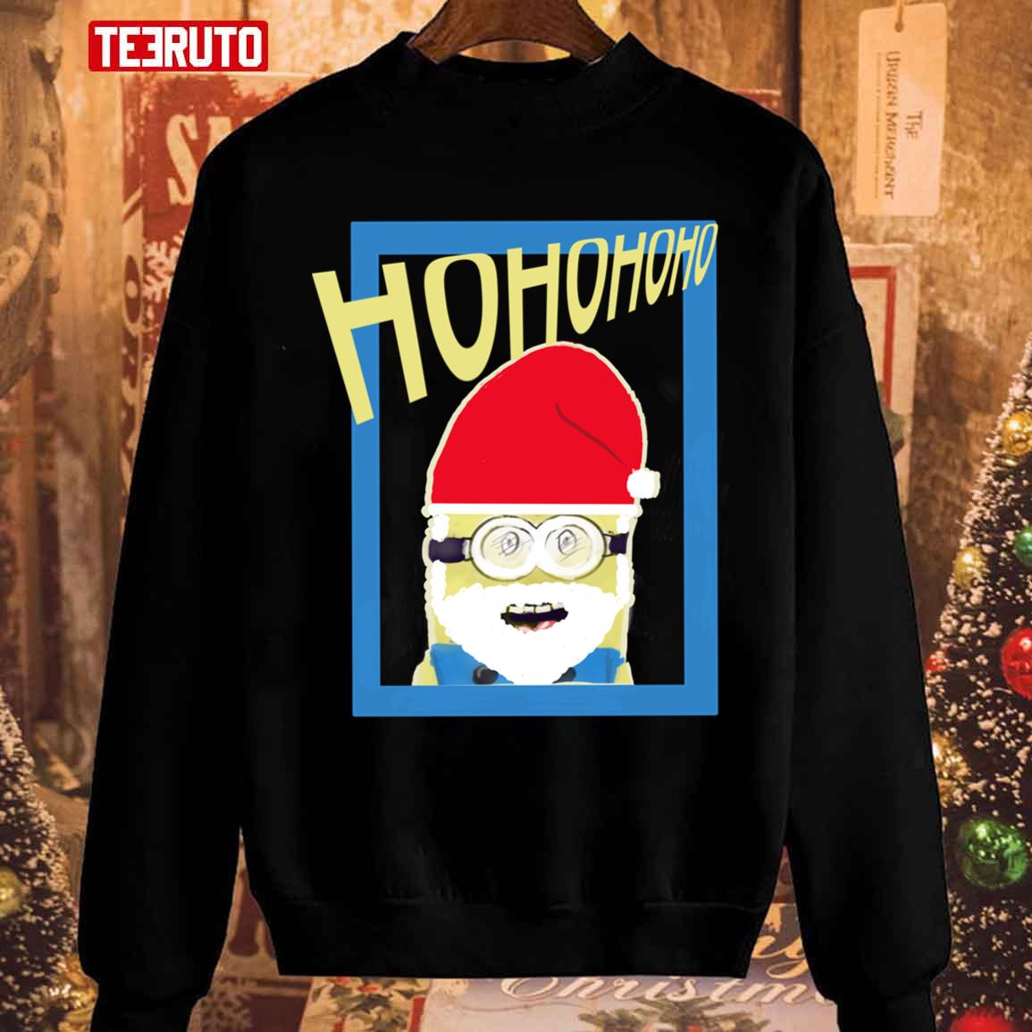 Minion Wearing Santa Claus Hat Ho Ho Ho Unisex Sweatshirt