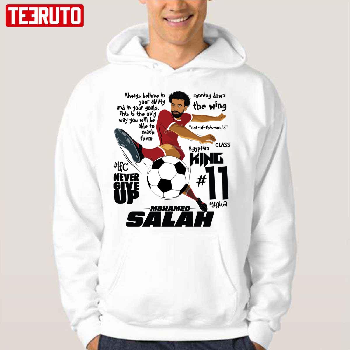 Never Give Up Always Believe Your Ability Black Text Mohamed Salah Unisex Hoodie