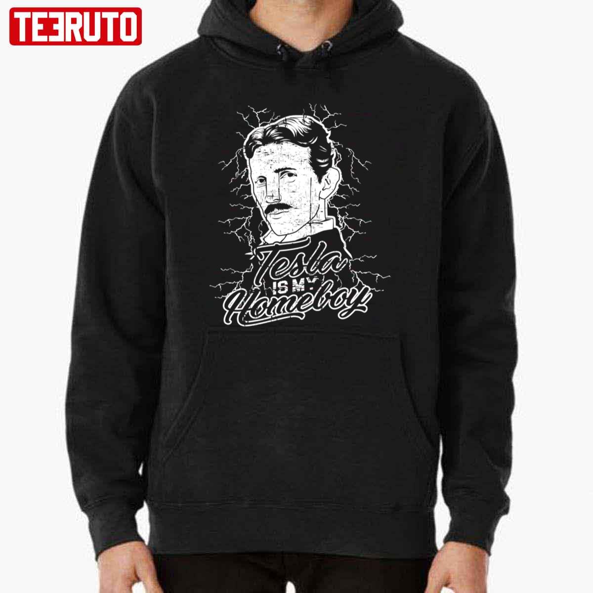 Nicola Tesla Is My Home Boy White Art Unisex Hoodie