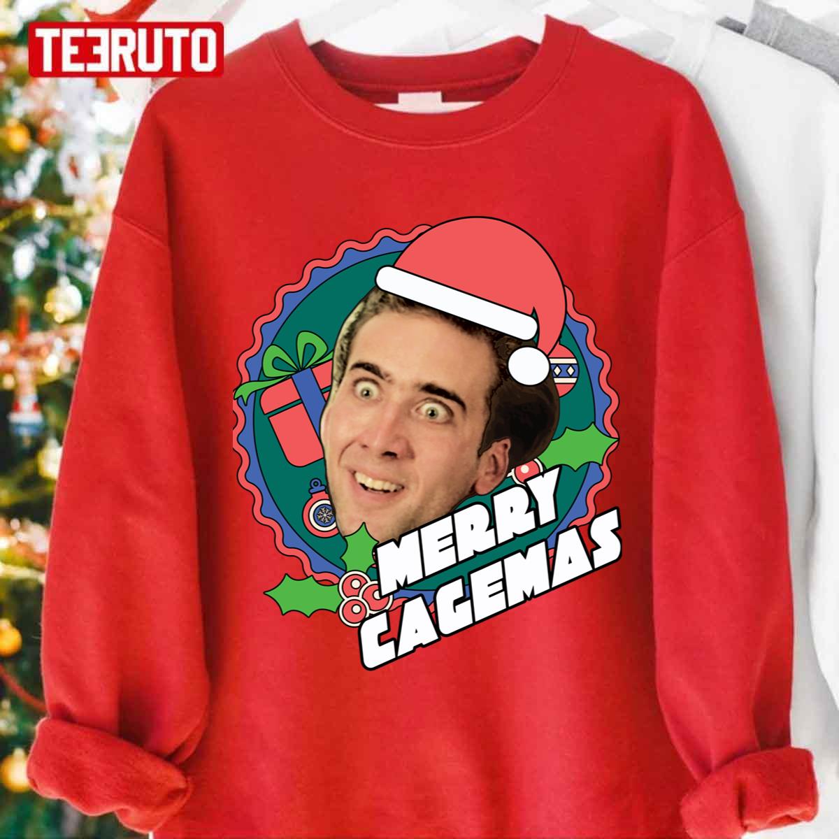 Nicolas Cage Merry Cagemas Christmas Unisex Sweatshirt Teeruto 3869