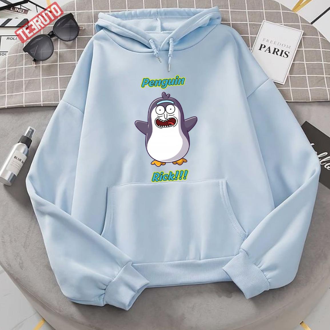Penguin Rick Funny Cartoon Memes Rick And Morty Unisex Hoodie - Teeruto