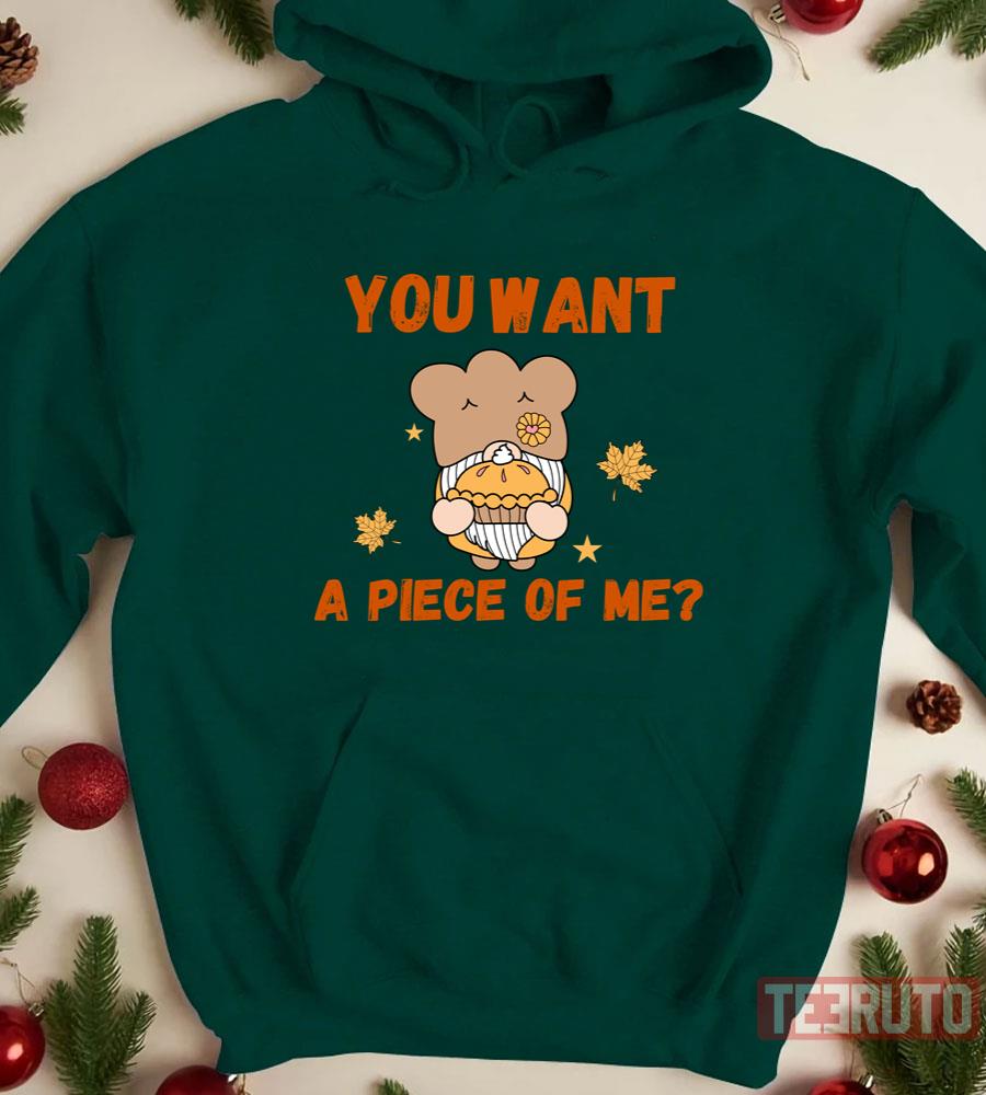 Pumpkin Pie You Want A Piece Of Me Funny Design Falling Leaves Unisex T-Shirt