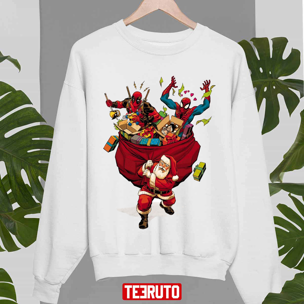 Spiderman And Deadpool Stealing Christmas Marvel Unisex Sweatshirt