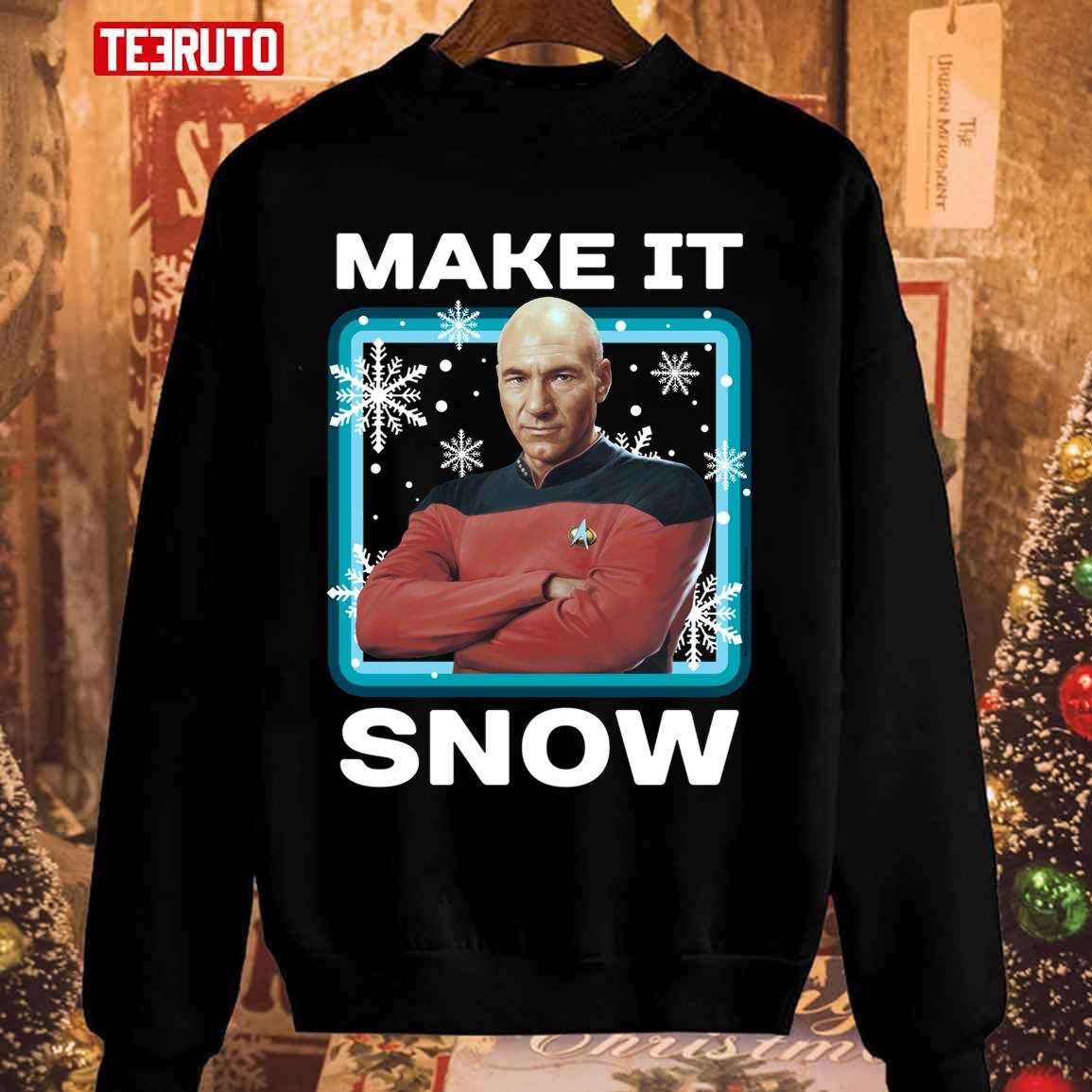 Star Trek Next Generation Make It Snow Christmas DesignUnisex Sweatshirt
