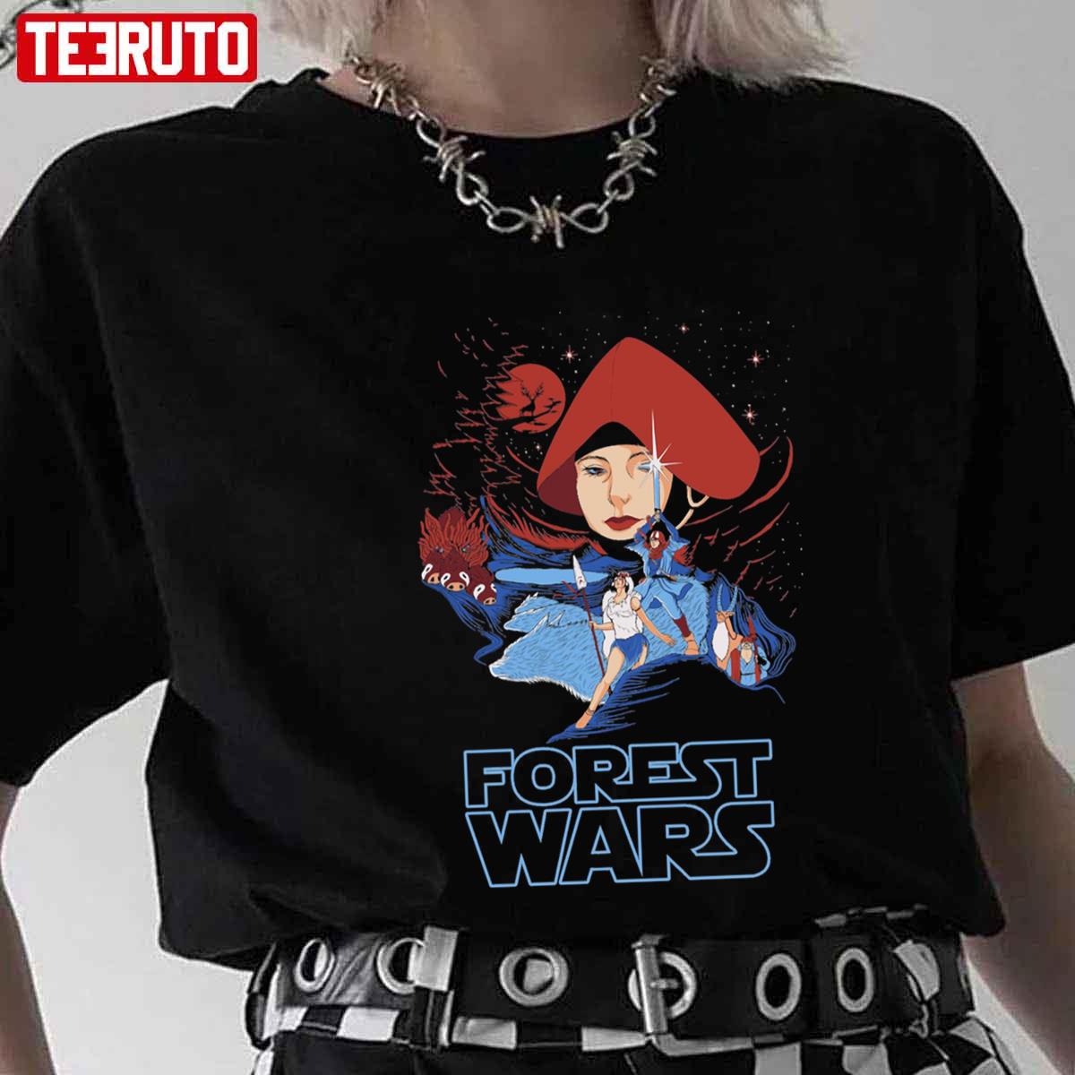 Star Wars Inspired Forest Wars Princess Mononoke Ghibli Art Unisex T-shirt
