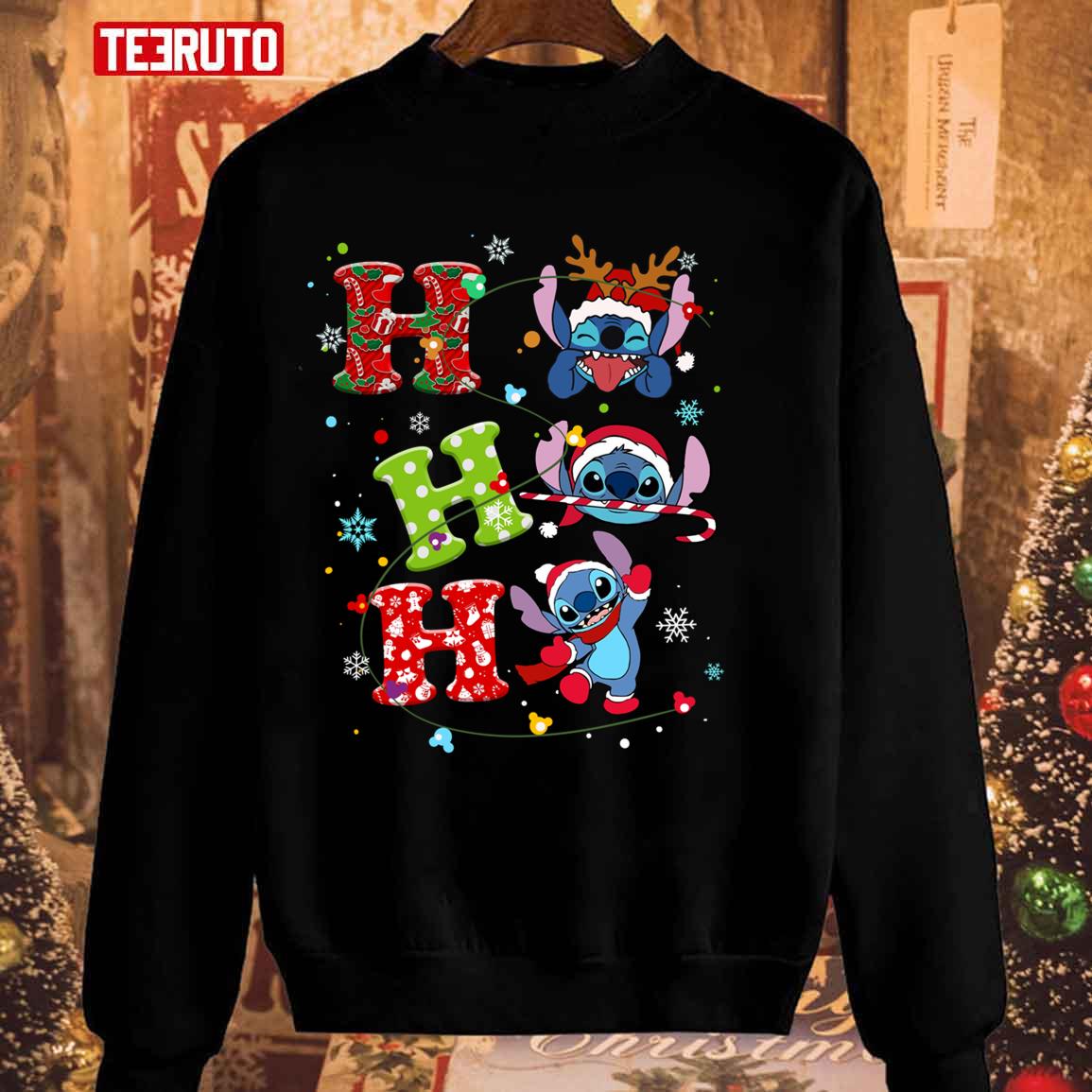 Stitch Merry Christmas Funny Character Cartoon Ho Ho Ho Unisex Sweatshirt