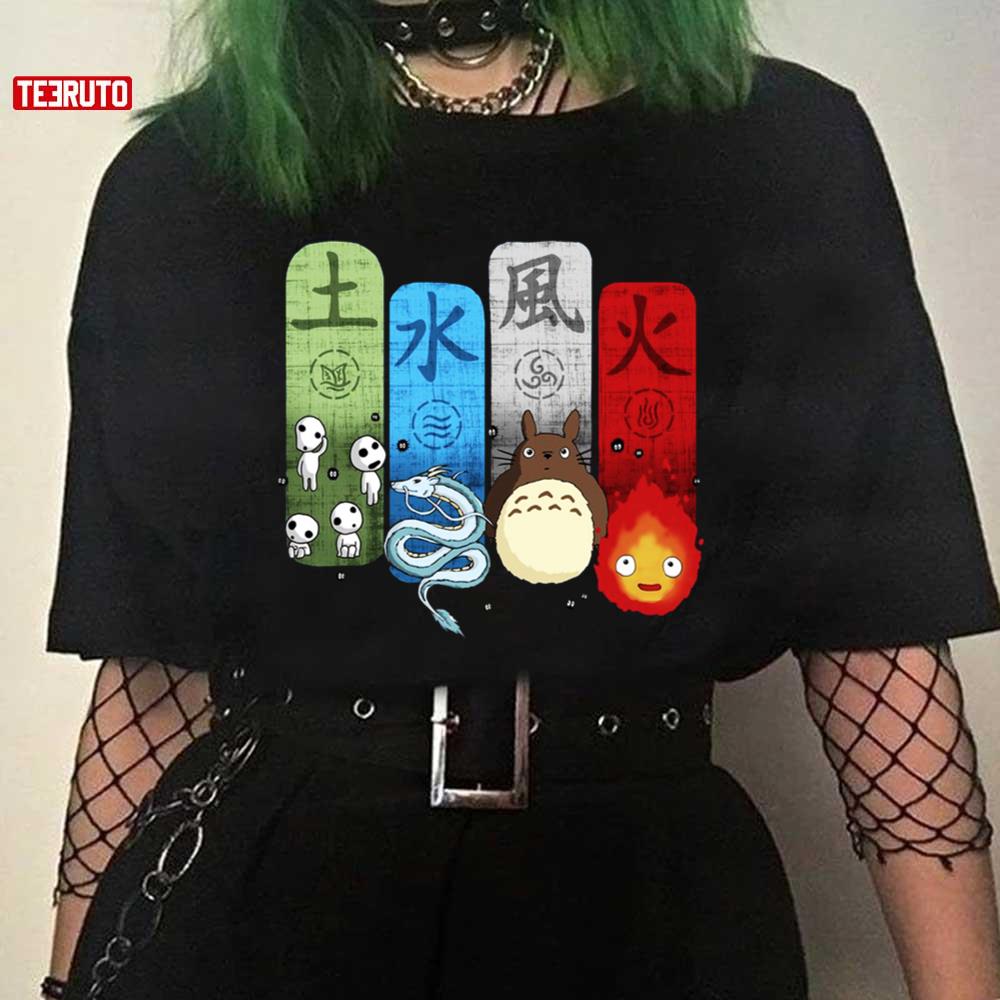 Studio Ghibli Characters Cute Art Cartoon Unisex T-shirt