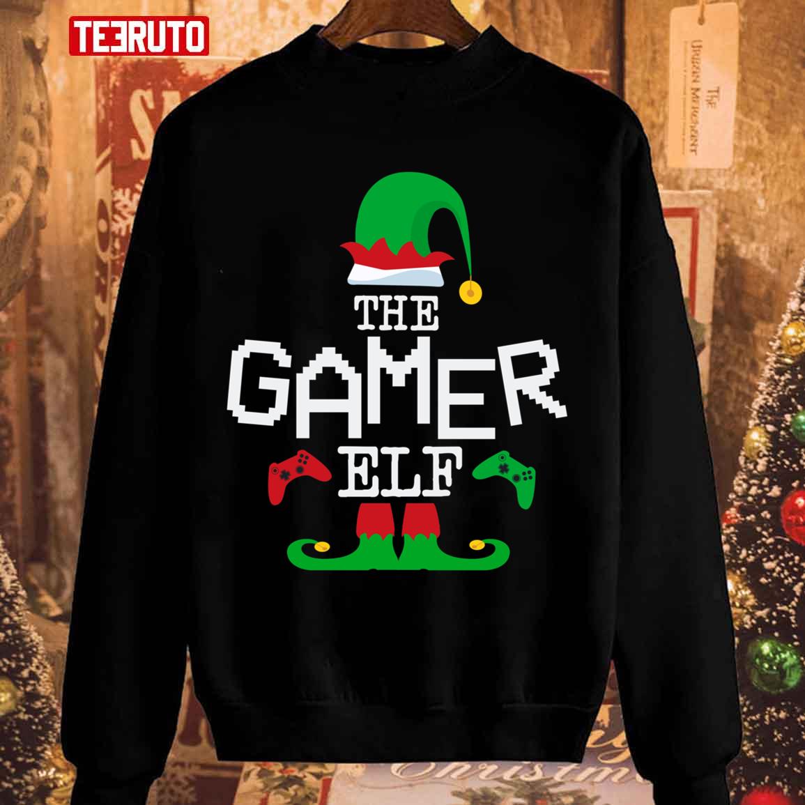 The Gamer Elf Family Matching Christmas Group Funny Gift Pajama Unisex Sweatshirt