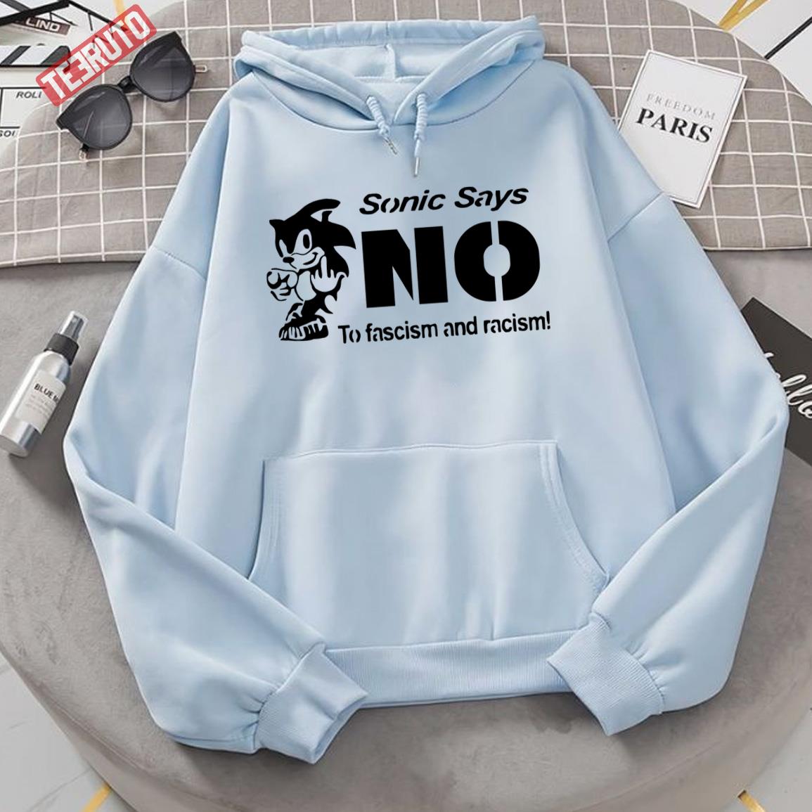 The Hedgehog Sonic Says No To Fascism And Racism Best Unisex Hoodie