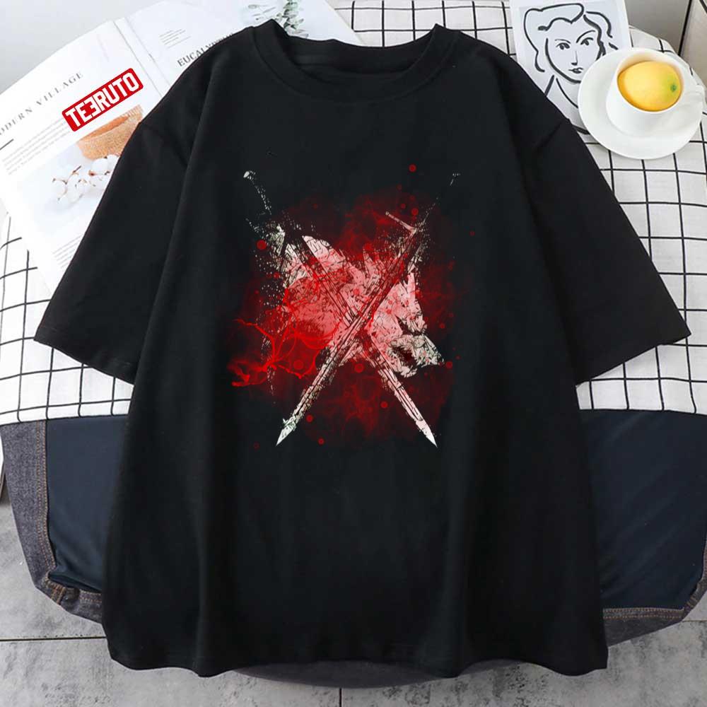 The Wolf Crossed Swords Red The Witcher Unisex T-shirt