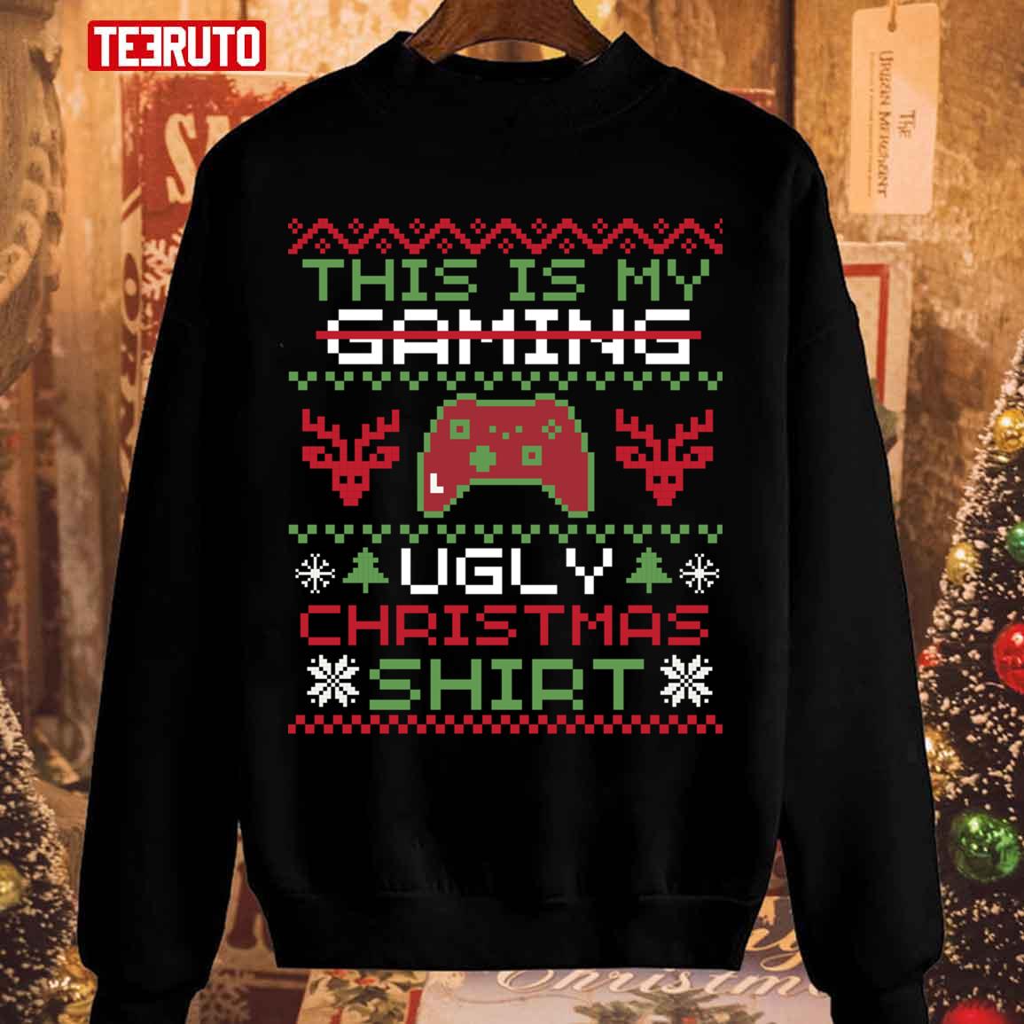 This Is My Gaming Ugly Christmas Shirt Pixel Unisex Sweatshirt